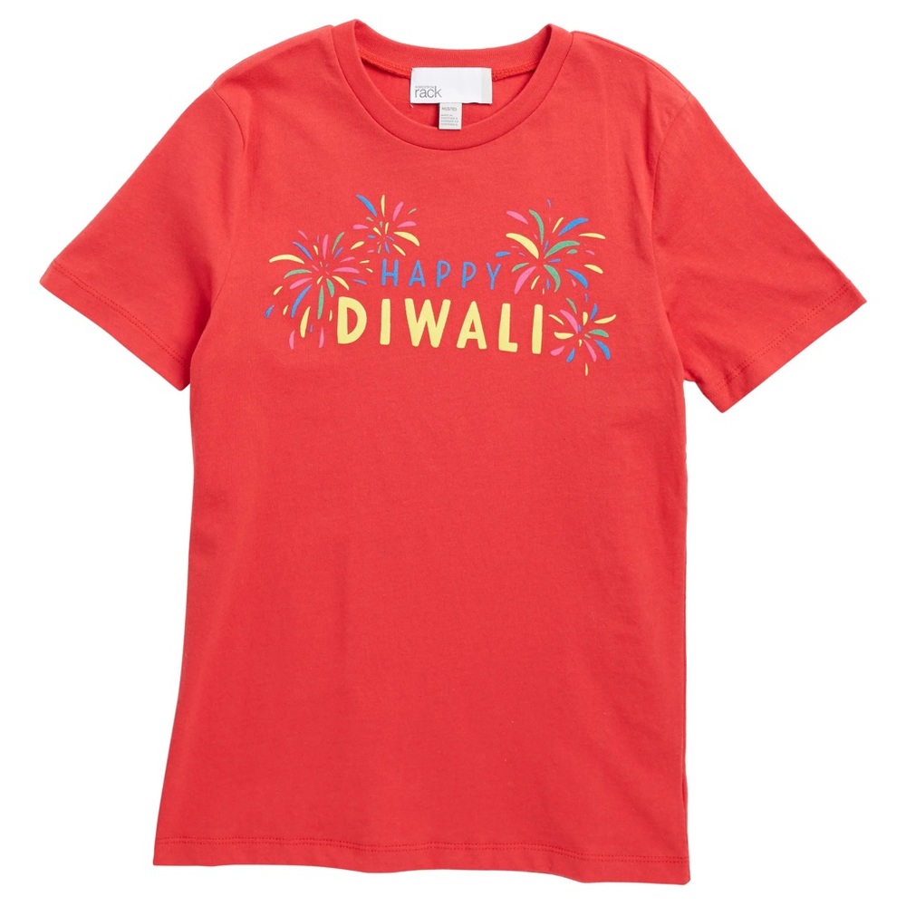 Nordstrom Red Happy Diwali T-shirt NWT Size Medium 8/10